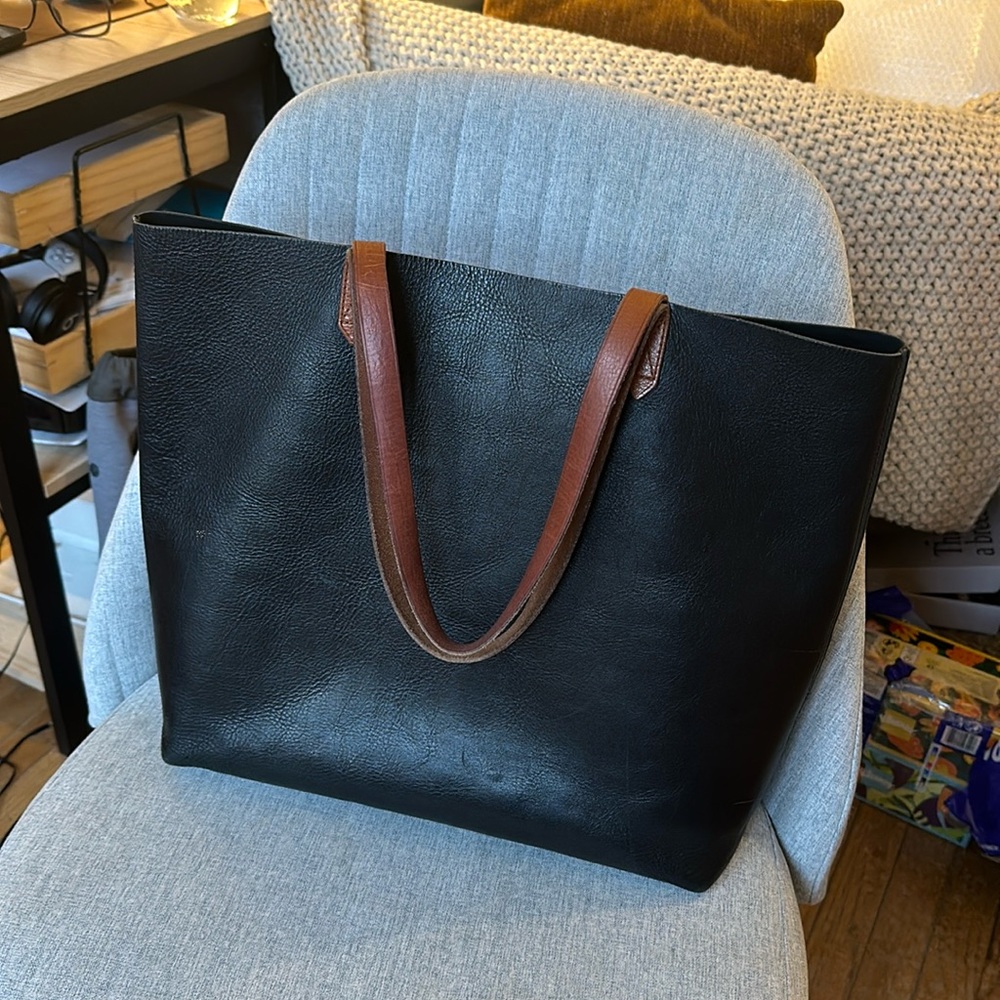 Madewell large black leather bag